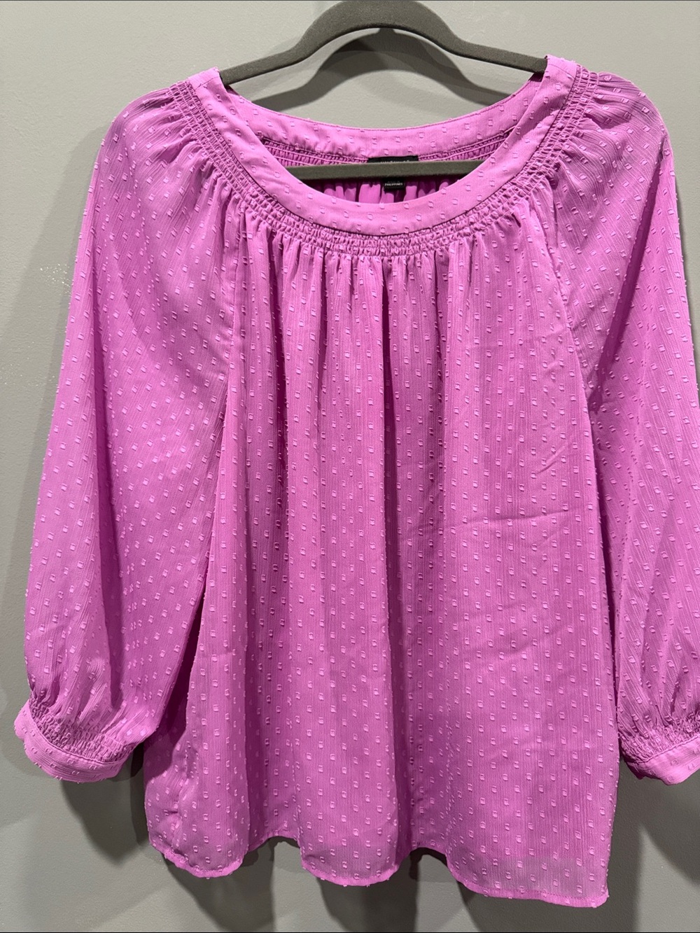 Ann Taylor Pink Textured Peasant Blouse